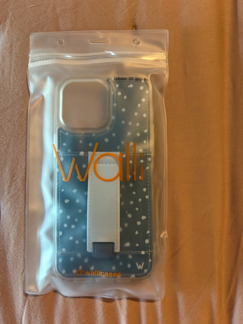 Walli iPhone 15 Pro Max Wallet Case Blue Speckled Card Holder Strap